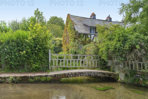 Scenery around river Veules in Veules-les-Roses, a commune in the Seine-Maritime department in the Normandy region in northern France