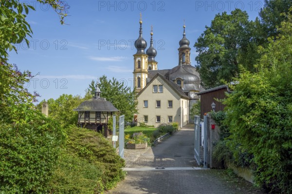 Little chapel named Kaeppele, located on a hill above Wuerzburg, a city in the Franconia region in Bavaria, Germany