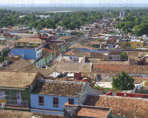 City view of Trinidad, a town in Cuba in sunny ambiance