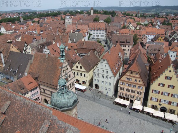Aerial view of Rothenburg ob der Tauber, a town in Middle Franconia in Bavaria Germany