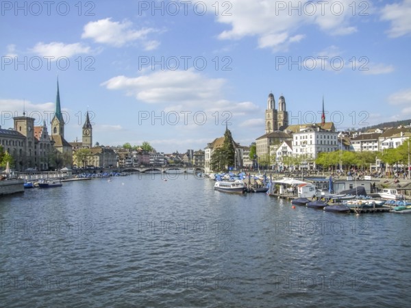 Riparian scenery of Zurich, the largest city in Switzerland