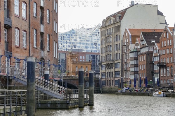 Scenery around a canal named Nikolaifleet in Hamburg, Germany