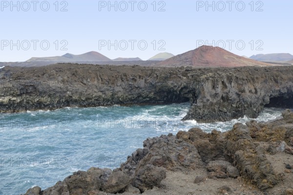 Rocky coastal area named Los Hervideros at Lanzarote in the Canary Islands