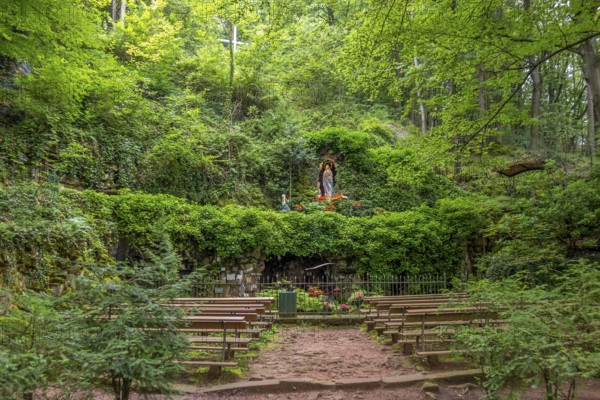 Grotto named Mariengrotte or Lourdesgrotte near Sankt Martin, a municipality in Suedliche Weinstraße district in Rhineland-Palatinate, Germany