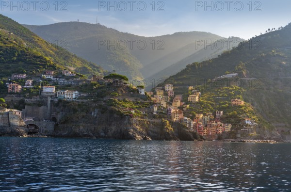 Scenery around Riomaggiore, a village at a coastal area named Cinque Terre in Liguria, located in the northwest of Italy