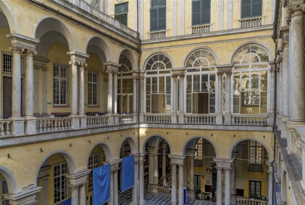 Patio at the University of Genoa, the capital of the italian region of Liguria