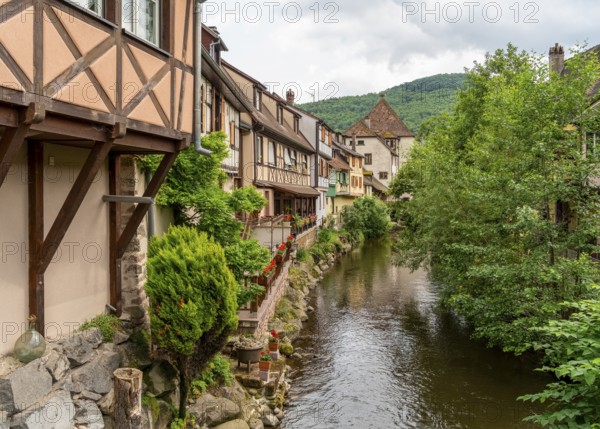 Waterside impression of Kaysersberg, a historical town and former commune in Alsace in northeastern France