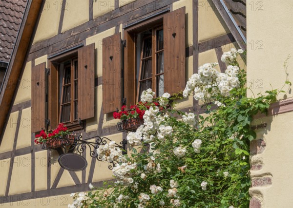 Architectural detail seen in Kaysersberg, a historical town and former commune in Alsace in northeastern France