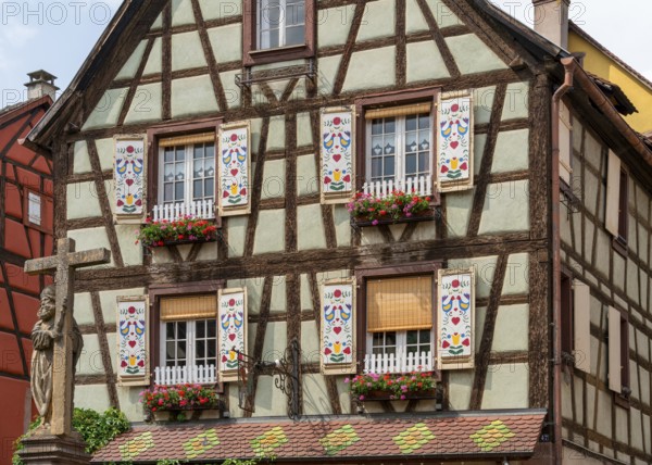 Architectural detail seen in Kaysersberg, a historical town and former commune in Alsace in northeastern France