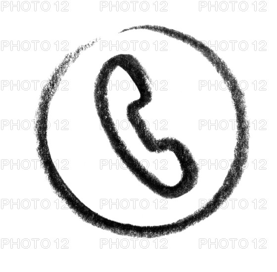 Crayon-sketched illustration of a telephone