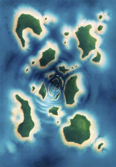 Surreal painting done by me showing a piecemeal island scenery