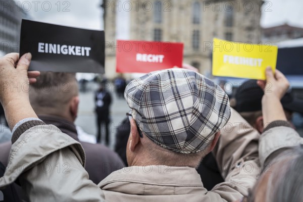 DEU Germany Germany Dresden Celebration of German unity in the 26th year of reunification Protest in front of the Church of Our Dear Lady