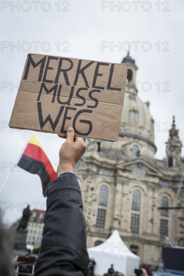 DEU Germany Germany Dresden Celebration of German unity in the 26th year of reunification Protest in front of the Church of Our Dear Lady