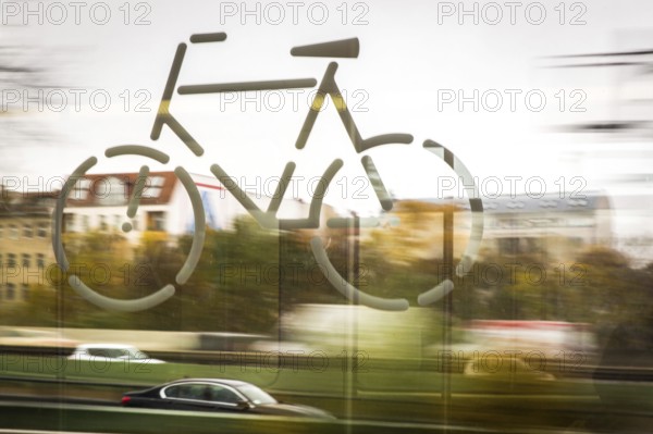 DEU Germany Germany Berlin Cyclist sign in a suburban railway in the capital