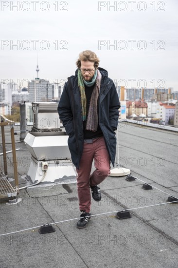 DEU Germany Germany Berlin The city councillor for Kreuzberg-Friedrichshain, Florian Schmidt, poses on the roof of the old town hall in Kreuzberg