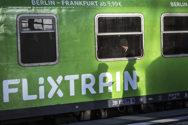 DEU Germany Germany Berlin Shadows on a Flixtrain during the EVG strike at the main station on Monday morning