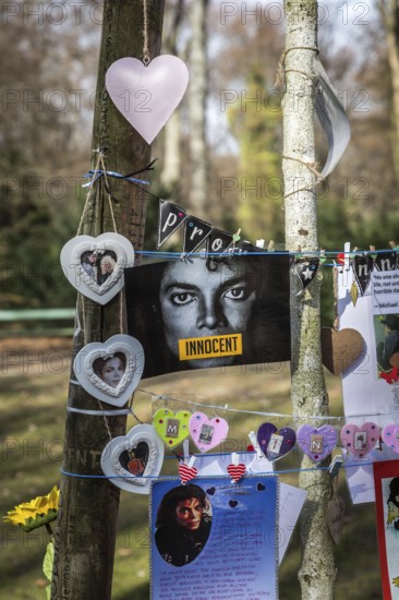 DEU Germany Germany Berlin A tree with fan mail to Michael Jackson has been erected in the Tiergarten as part of the 'Tree of Life' campaign by the Michael Jackson fan community. Many of the messages look freshly hung up