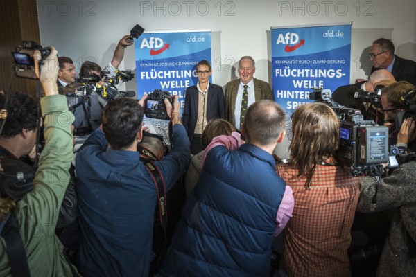 DEU Germany Germany Berlin AFD press conference on immigration and crime with Alice Weidel and Alexander Gauland