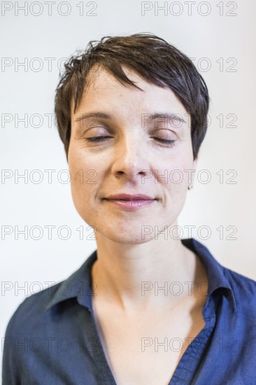 DEU Germany Germany Leipzig Portrait of the Federal Chairwoman of the AFD, Alternative for Germany, Frauke Petry, at the office of the AFD Saxony