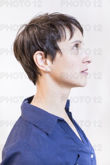 DEU Germany Germany Leipzig Portrait of the Federal Chairwoman of the AFD, Alternative for Germany, Frauke Petry, at the office of the AFD Saxony