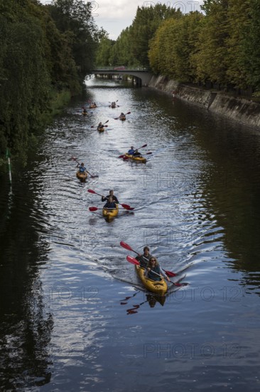 DEU Germany Germany Berlin Canoe trip on the canal through the city