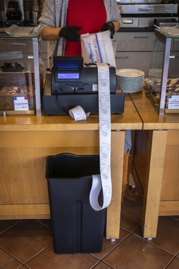 DEU Germany Germany Berlin The receipts in a bakery in Schöneberg are received by a rubbish bin that has been placed there