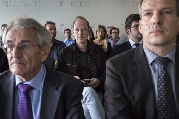 DEU Germany Germany Berlin Trial against Die Partei begins at the Berlin Administrative Court. The German Bundestag is demanding the return of subsidies that the satirists' party received from the federal government through the 'Buy Money' campaign. Lawyers Morlock and Rosener, Martin Sonneborn