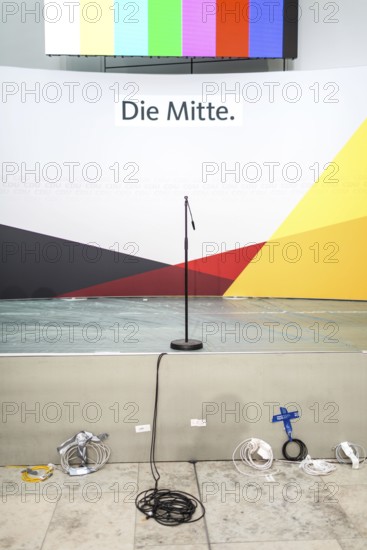 DEU Germany Germany Berlin Set-up for the election evening in the CDU's Konrad Adenauer House. View of the stage