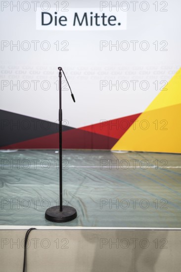 DEU Germany Germany Berlin Set-up for the election evening in the CDU's Konrad Adenauer House. View of the stage