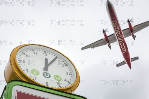 DEU Germany Germany Berlin Landing approach of an Air Berlin aircraft over Kurt-Schuhmacher-Platz at Tegel Airport. The airline will cease flight operations on 28 October