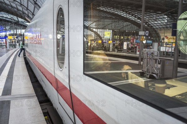 DEU Germany Germany Berlin Scenes at Berlin Central Station after storm Xavier. All long-distance traffic was paralysed until midday. Hotel trains were set up for travellers to spend the night