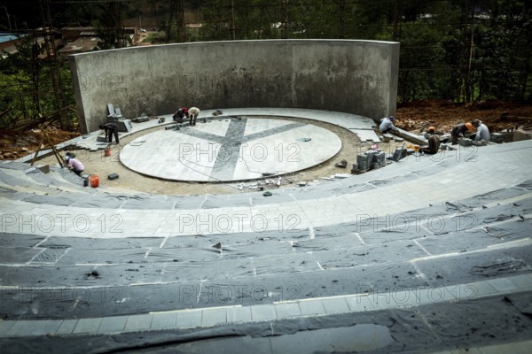 RWA RWANDA RUANDA Kigali Work on the amphitheatre in preparation for the celebrations to mark the anniversary of the genocide