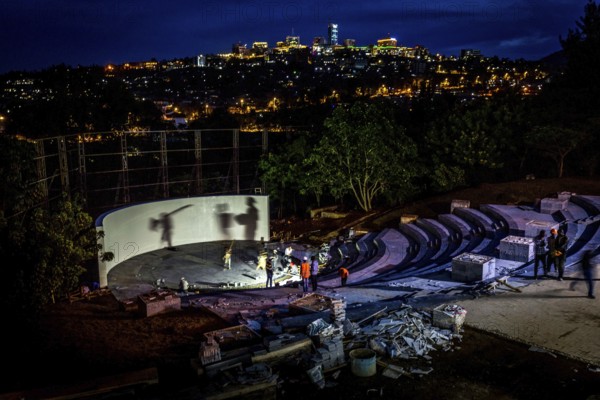 RWA RWANDA RUANDA Kigali Work on the amphitheatre in preparation for the celebrations to mark the anniversary of the genocide