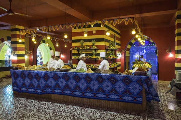 Egypt Hurghada A counter with desserts during an evening promotional event for Egyptian tourism