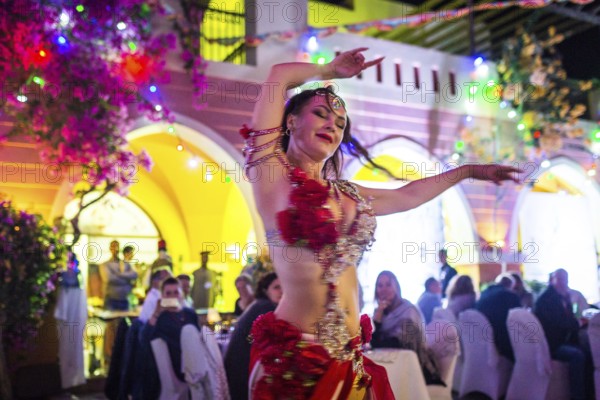 Egypt Hurghada A belly dancer during an evening promotional event for Egyptian tourism