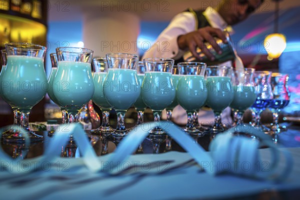 Egypt Hurghada A bartender prepares cocktails