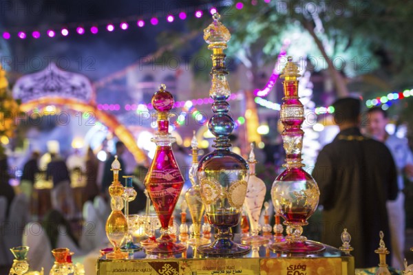 Egypt Hurghada The offer of a souvenir seller during an evening promotional event for Egyptian tourism