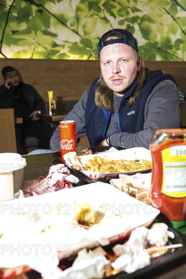 DEU Germany Germany Berlin East German rapper Finch Asozial at Risa Chicken in Tempelhof