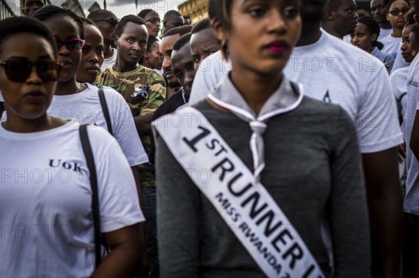 RWA RWANDA RUANDA Kigali A funeral march from parliament to the sports stadium formed part of the celebrations to commemorate the genocide of Rwandan Tutsis 25 years ago, including Miss Rwanda 2019