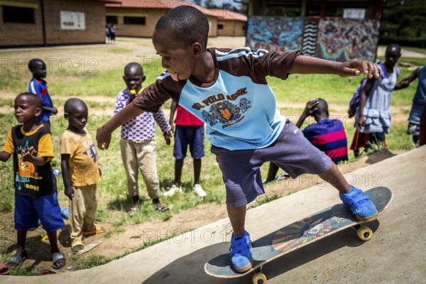 RWA RWANDA RUANDA Kigali skating tournament at the SOS Children's Village Hermann Gmeiner. In addition to education, the aid organisation also offers various leisure activities