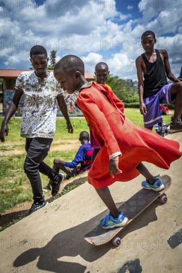 RWA RWANDA RUANDA Kigali skating tournament at the SOS Children's Village Hermann Gmeiner. In addition to education, the aid organisation also offers various leisure activities