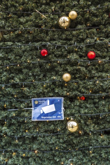 DEU Germany Germany Berlin Police sign about the video surveillance of the Christmas market at Breitscheidtplatz
