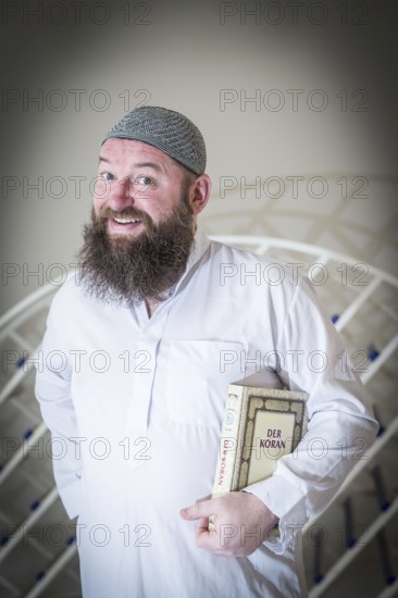 DEU Germany Germany Berlin The head of the Ibn Rushd Goethe Mosque, Christian Hermann, poses in the prayer room. The mosque is located on the premises of the Protestant St John's Church in Moabit
