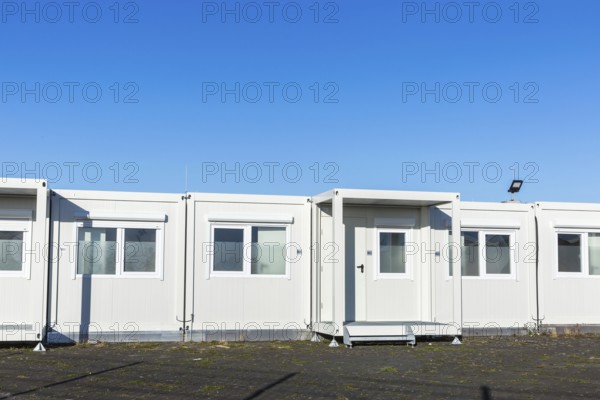 DEU Germany Germany Berlin A newly designed container village for refugees, the 'Tempohome', at the former Tempelhof airport in the city centre