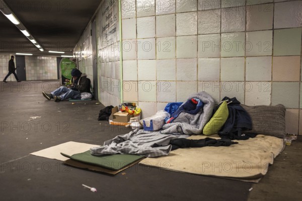 DEU Germany Germany Berlin Sleeping places for homeless people at Moritzplatz underground station, where a homeless man died from drugs a few days ago