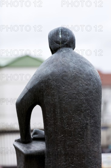 DEU Germany Germany Berlin Impressions from Humboldt University Unter den Linden. Statue of Max Planck in the front garden