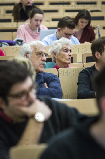 DEU Germany Germany Berlin Impressions from Humboldt University Unter den Linden. Older listeners in a lecture