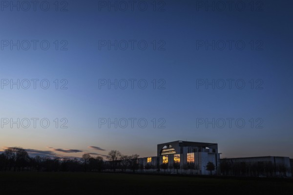 DEU Germany Germany Berlin The Chancellery reflects the setting sun