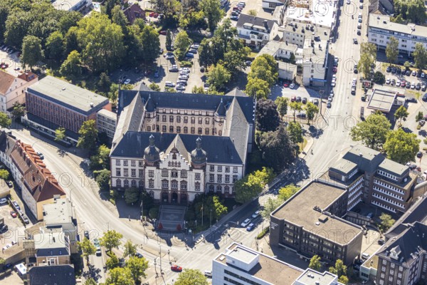 Aerial view, town hall Hamm, former district court building, Hamm, Ruhr area, North Rhine-Westphalia, Germany, DE, Europe, birds-eyes view, aerial photograph, aerial photography, aerial photography, overview, bird's eye view, local elections, city administration Hamm, seat of the Lord Mayor of the City of Hamm, seat of the administration