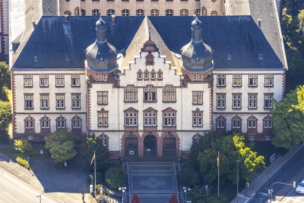 Aerial view, town hall Hamm, former district court building, Hamm, Ruhr area, North Rhine-Westphalia, Germany, DE, Europe, birds-eyes view, aerial photograph, aerial photography, aerial photography, overview, bird's eye view, local elections, city administration Hamm, seat of the Lord Mayor of the City of Hamm, seat of the administration